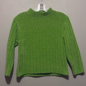 Vintage 1990’s New Moves Bright Green Ribbed Knit Girls Sweater